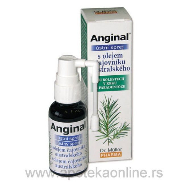 ANGINAL SPREJ ZA USTA SA ULJEM ČAJEVCA - Online Apoteka ANGINAL SPREJ ZA USTA SA ULJEM ČAJEVCA